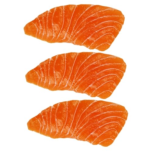 HAWILLOSCH 3st Simulation Lachs Simulation Von Lachsmodellen Essensmodelle Vorgeben Präsentieren Sie Künstlichen Lachs Lachsförmige Modelle Gefälschter Lachs Im Restaurant Orange PVC von HAWILLOSCH