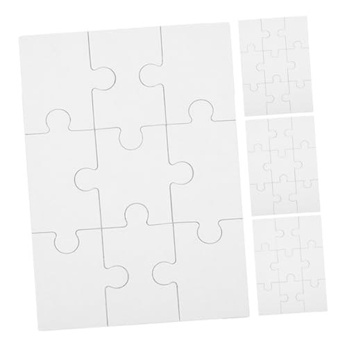 HAWILLOSCH 4 Blätter Holzpuzzle DIY Puzzle Kinder Puzzle Handgemachtes Puzzle Holz Spielzeug Puzzle zum Bemalen Puzzle-Spielzeug Wärmeübertragungs-Rohling-Puzzle DIY-Versorgung hölzern Weiß von HAWILLOSCH