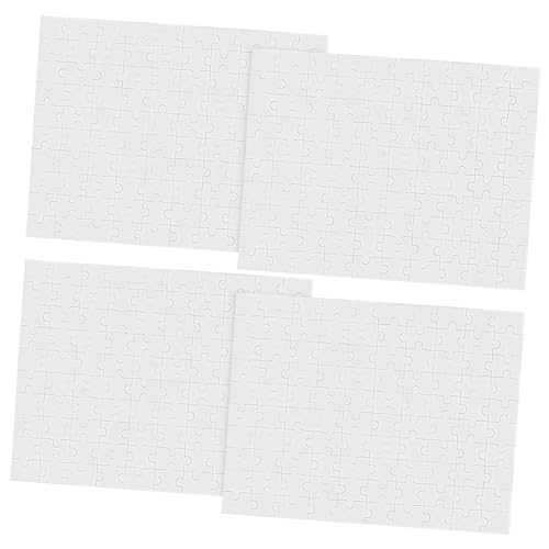 HAWILLOSCH 4 Blätter Leere Puzzles leeres Puzzle zum Dekorieren rechteckiges weißes Puzzle beschreibbare Rätsel DIY Puzzle White Puzzle Zeichne Leere Rätsel Puzzle-Rohlinge hölzern Beige von HAWILLOSCH