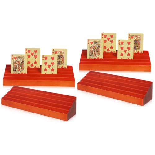 HAWILLOSCH 4 Stück 1 Brückenkartenhalter Spielkartenfach Spielkarten-handhalter Spielkartenständer Canasta-kartenhalter Kartenhalter Für Kartenspiele Spielkartenhalter Holzständer Kiefernholz von HAWILLOSCH