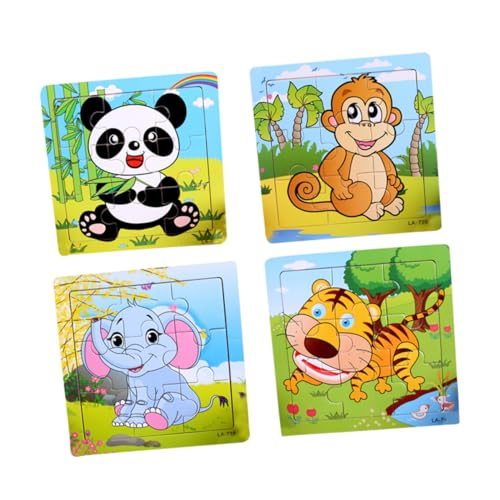 HAWILLOSCH 4 Stück 9 1 Tier Puzzle Aus Holz Für Kleinkinder Buntes Pädagogisches Spielzeug Für Vorschulkinder Elefant Tiger Panda Für Sensorisches Lernen Und Motorische von HAWILLOSCH