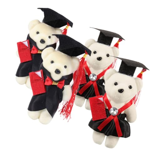 HAWILLOSCH 4 Stück Abschlusssaison Dr. Bär Graduierung Plüsch Bärenpuppe Cartoon-bär-Puppe Plüschtier Mini-kuschelbären Blumenstrauß-Accessoires Abschluss Bär Dekore Plüschbären Vlies von HAWILLOSCH