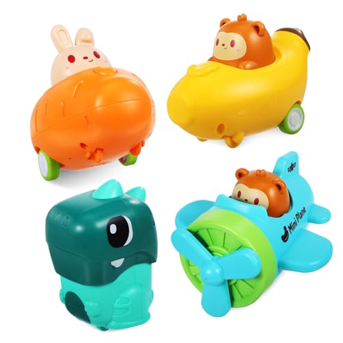 HAWILLOSCH Auto Baby Spielzeug Baby Spielzeug 4 Stück Babyspielzeugauto Auto Autospielzeug Spielzeugwagen Spielzeugauto Toy Cars Playcars -Cartoon- Dekoratives Dinosaurierauto Plastik von HAWILLOSCH