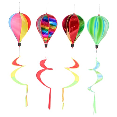 HAWILLOSCH 4 Stück Bunte Heißluftballon Windspinner Dekoration Für Garten Und Hof Hängende Windspiele Heißluftballon Form Farbiges Gartenaccessoire Für Outdoor Bereiche von HAWILLOSCH