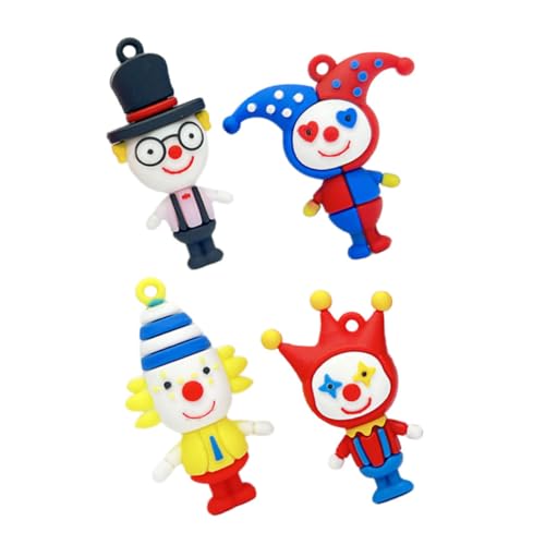 HAWILLOSCH 4 Stück Clown- kinder geburtstagsdeko kindergeburtstags dekoration key chain faschingsassecoires faschingdeko Clown-Schlüsselanhänger Schlüsselanhänger-Charm Plastik von HAWILLOSCH