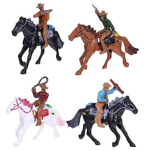 HAWILLOSCH 4 Stück Cowboy-reitmodell Figuren Spielzeug Miniaturbausatz Sammelspielzeug Pferdespielzeug Sandtischspielzeug Kuchen Spielzeug Reitfiguren Landwirtschaftliches Zubehör Plastik von HAWILLOSCH