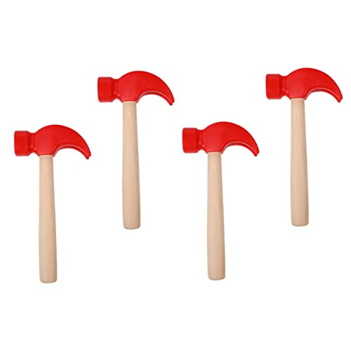 HAWILLOSCH 4 Stück -Hammer Spielzeughammer Babywerkzeuge Hammer für Kinder kindliche entwicklung Kinder bastelset Fun Toy spielzeuge Holzhammer Hammerspielsachen für Kinder Plastik rot von HAWILLOSCH