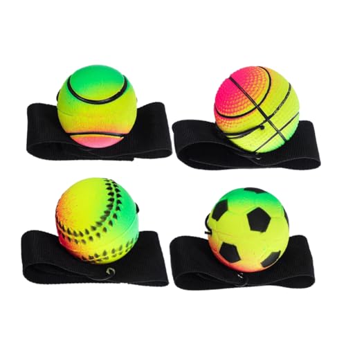 HAWILLOSCH 4 Stück Hüpfball Rebound Ball Armband Handgelenk Rebound Ball Handgelenk Return Ball Für Baseball Armband Sport Handgelenk Return Balls Wrist Return Ball 248 Gummi von HAWILLOSCH