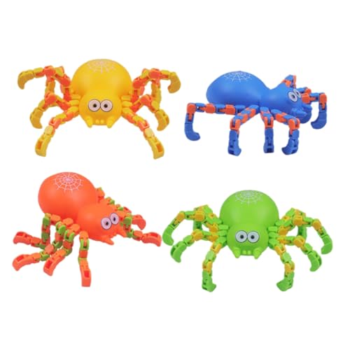 HAWILLOSCH 4 Stück Mechanische Spinne Spielzeug Spinnen Kinderspielzeug Spiderverse DIY Spinnenfuß Spinnenfuß Kettenspielzeug Flexible Umwandelbare Kette Intelligenz Spinnenspielzeug DIY von HAWILLOSCH