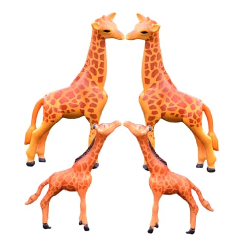 HAWILLOSCH 4 Stück Mikrolandschaftsdekoration Mini-Tier-Spielzeug Hirsch Miniaturfiguren Giraffen-skulptur Puppengiraffenskulpturen Giraffenmodell Spielzeug Miniatur-giraffenfigur Harz Orange von HAWILLOSCH