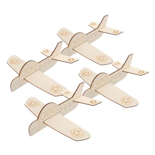 HAWILLOSCH 4 Stück Spielzeug zum Ausmalen Malerei Flugzeugmodell Spielzeug Bausatz Papierflieger DIY Holzflugzeug Unvollendetes Holzspielzeug DIY Malerei Flugzeug Holzflugzeugdekoration Khaki von HAWILLOSCH