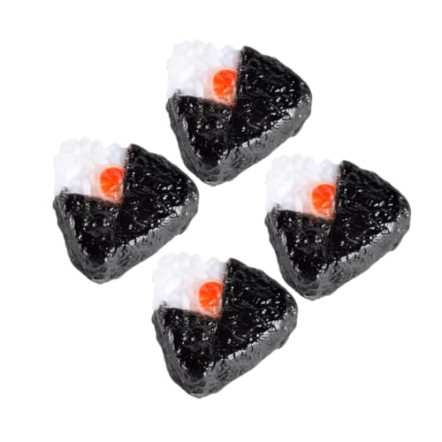 HAWILLOSCH 4 Stück Sushi-reisbällchen Mini-Snack- Mini Japanische Reisbällchen Winziges Essen Puppenhaus Lebensmittelmodell Mini-reisbällchen Miniatur-Display-Essen PVC Black von HAWILLOSCH