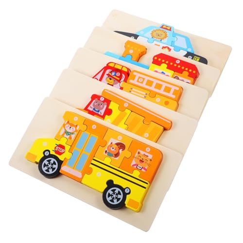 HAWILLOSCH 5 Sätze Cartoon Holzpuzzle Kinderspielzeug Puzzles Spielzeug Für Kinderspielzeug Holzpuzzles Zum Lernen Puzzle Lustiges Spielzeug Holzpuzzles Für Passende Spielzeuge von HAWILLOSCH