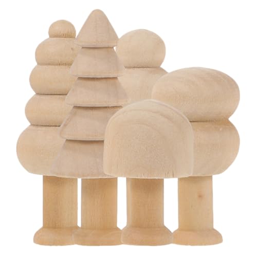 HAWILLOSCH Unvollendete Holz-bastelbäume Puppenfiguren 5 Stück Mini-Weihnachtsbaum Holzpilz- für Jungen und Mädchen von HAWILLOSCH