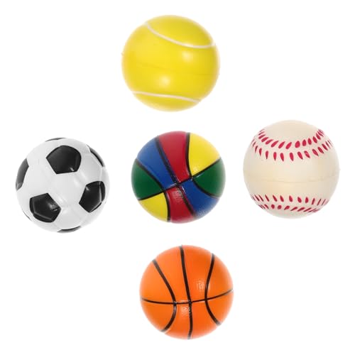 HAWILLOSCH 5 Stück Sportballspielzeug Set Für Kinder Stressspielzeug Verschiedenen Designs Inklusive Fußball Basketball Und Mehr Kognitives Spielzeug Für Drinnen Und Draußen Ideal von HAWILLOSCH