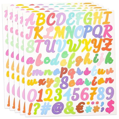 HAWILLOSCH Alphabet-Buchstabenaufkleber Zahlen 5 Stück Packung mit selbstklebenden dekorativen Aufklebern für Wasserflasche Laptop Scrapbook von HAWILLOSCH