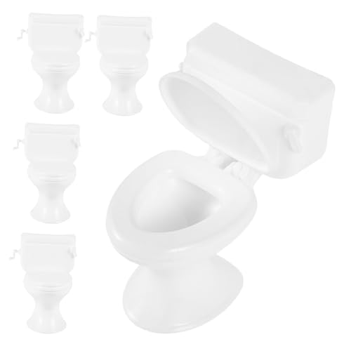 HAWILLOSCH 5St Toilettenmodell Mini-Toilettenzubehör Töpfchen-Trainings-Toilettensitz Miniaturen puppenhaus Toilette Puppenhaus-Toilette Mini-Basteldekore winzige Toilette Abs Weiß von HAWILLOSCH