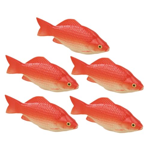 HAWILLOSCH 5st Simulation Von Schaumfischen Fisch-skulptur Realistisches Fischmodell Simulation Von Tierfiguren Fischerkennungsmodell Künstliches Fischornament Kleine Fischfiguren Rot von HAWILLOSCH