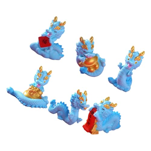 HAWILLOSCH 6 Stück Mini Drachen Ornamente Drachendekoration Drachenfigur Kaiserliche Drachenfigur Miniatur Drachenkuchen Drachenaufsatz Mini Tierfigur Miniaturen Feng Chinesischer von HAWILLOSCH