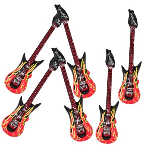 HAWILLOSCH 6St aufblasbare Gitarre aufblasbare Trommeln Explosionsgitarren für Kinder Erwachsene aufblasbare Musikinstrumente Musical Toy Instruments Spielzeug Ballongas Inflationsgitarre PVC von HAWILLOSCH