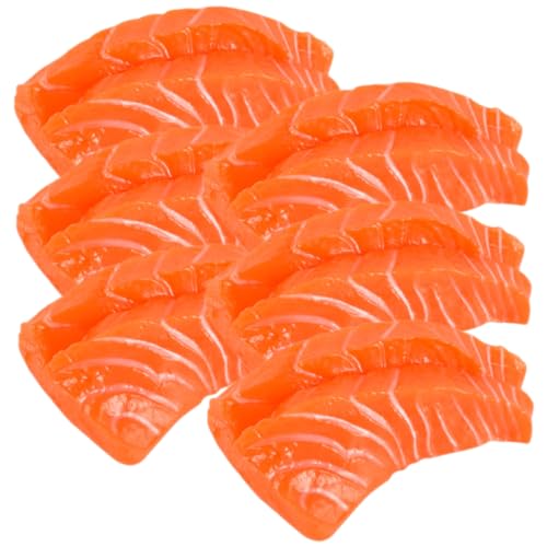 HAWILLOSCH 6st Lachs-Modell Lebensechtes Fischfleisch Zeigen Sie Lachsscheibenmodelle An Lachs Ausstellungsmodelle Simulation Lachs Realistischer Gefälschter Lachs Kinderspielzeug PVC Orange von HAWILLOSCH