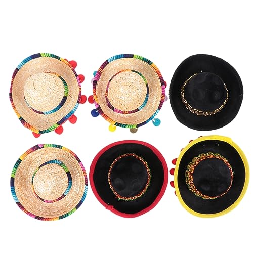 HAWILLOSCH Mexikanisches Kostümzubehör 6 Mini-sombrero-stirnbänder Partygeschenke Wanddekoration Streichhölzer Für Haustiere Lichtecht Bequem von HAWILLOSCH