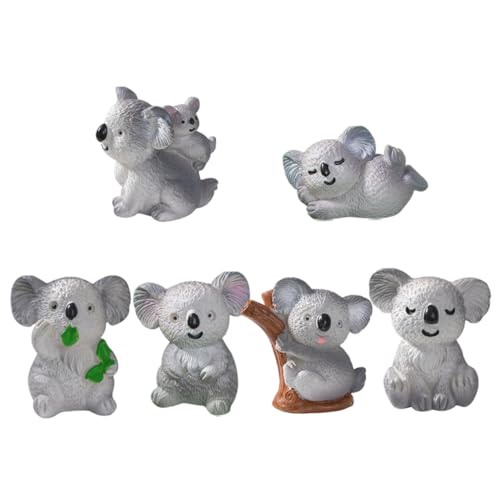 HAWILLOSCH 6st Miniatur-tierdekor Mikro-landschaftsdekoration Desktop-Ornament Mini-Koala-skulptur Miniatur-Koala-statuen Koala-Figuren Mini-Ornament Mini-Koala-Figur Grey Harz von HAWILLOSCH