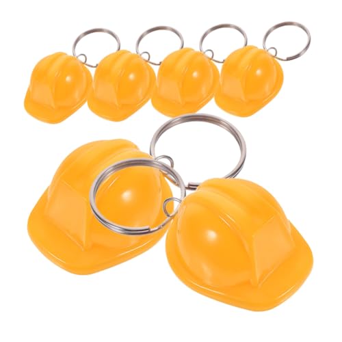 HAWILLOSCH 6st Schlüsselanhänger Taschenanhänger Für Handtaschen Bauhelm Spielzeug Miniatur-bauhut Spielzeugkonstruktionshüte Bauzauber Geldbörse Sicherheitshut-anhänger Kunststoff Yellow von HAWILLOSCH