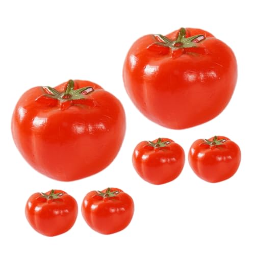 HAWILLOSCH 6st Simulierte Tomate Simulation Gefälschter Gemüsemodelle Lebensechtes Tomatenmodell Künstliche Tomaten Küchendekoration Gefälschte Tomatenpops Lebensechtes Gemüse PVC Rot von HAWILLOSCH