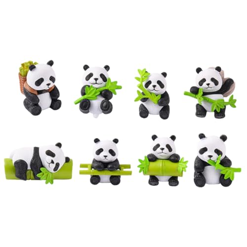 HAWILLOSCH 8 Stück Panda Figur Tiere Figuren Panda Verzierung Gartentierskulptur Realistische Panda Spielzeuge Panda Dekoration Tischdekoration Gartendekoration Garten Panda Statue von HAWILLOSCH