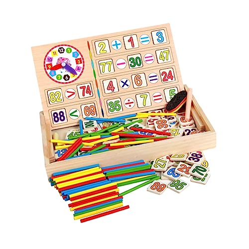 HAWILLOSCH Holzspielzeug Set Mit Zahlenkarten Zählstäbchen Und Bauklötzen Mathematisches Lernspielzeug Für Der Kognitiven Fähigkeiten Und Motorischen Fertigkeiten Geschenkidee von HAWILLOSCH