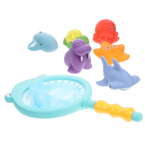 HAWILLOSCH 4 Teiliges Tier Badespielzeug Set Mit Farbwechsel Effekt Kinderspielzeug Für Die Badewanne Mit Angelnetz Spaßige Wasseraktivitäten Für Kleinkinder Und Babys Ideal Für Das von HAWILLOSCH