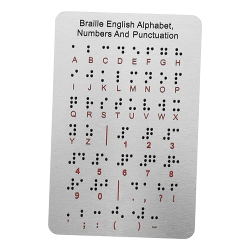 HAWILLOSCH Braille-Motherboard Braille schreibtafel Aufkleber Braille-Lerntafel Gadget für Blinde Menschen Zeichen Braille-Alphabettafel aus Holz Braille-Bücher Rostfreier Stahl Silver von HAWILLOSCH