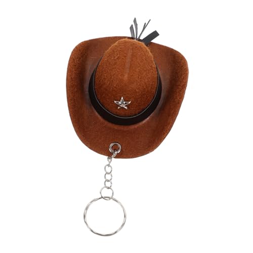 HAWILLOSCH Cowboyhut Schlüsselanhänger Geldbörse Niedliche Schlüsselanhänger Schlüsselbund Puppe Schlüsselanhänger Hut-schlüsselanhänger Für Frauen Taschenanhänger Light Brown Zinklegierung von HAWILLOSCH