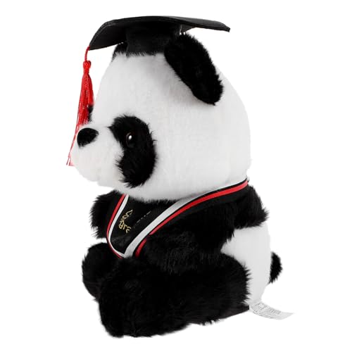 HAWILLOSCH Doktor Panda Puppe niedliche Cute Plush Toy Panda Spielzeug Abschlussbär Bequeme Panda-Puppe Gefülltes Panda-Spielzeug zum Abschluss gefüllter Panda Baumwolle rot von HAWILLOSCH