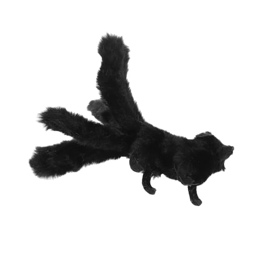 HAWILLOSCH Fox Plush Toy Fuchs-Plüschpuppe Tiermodell- Ausgestopfte Plüschtiere Kuscheltier Fuchs simulierte Fuchsfigur Plüschtier Fuchs Simulation Tiermodell Kunstfell Black von HAWILLOSCH