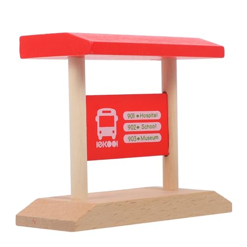 HAWILLOSCH Gleiszubehör Holz Zugbahn Zubehör Kinder Spielzeug Eisenbahn Kreatives Spielzeug Bahnsteigbrücke Kinder-Bahnsteig-Spielzeug Spielbahnsteigmodell Kinderspielzeug hölzern rot von HAWILLOSCH