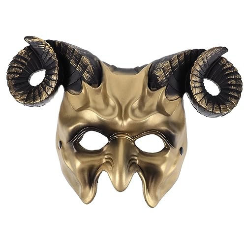 HAWILLOSCH Halloween-maske Ochse Kostüm Widderhörner-maskerade Ziege Ochsenmasken Wolf Ochsenmaske Halloween Therische Maske Cosplay-maskenornament Kleid Cosplay Prop Maske Golden Plastik von HAWILLOSCH