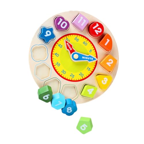 HAWILLOSCH Holzspielzeug Uhr Für Geometrische Formen Und Zahlen Lernspielzeug Für Vorschulkinder Pädagogisches Set Zur Von Kreativität Und Kognitiven Fähigkeiten von HAWILLOSCH