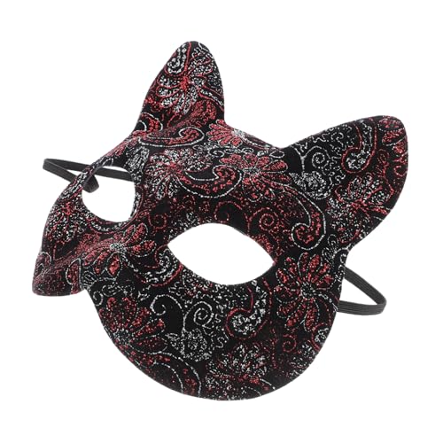 HAWILLOSCH Katzenmaske tiermasken halloween maske Aufmerksamkeitserregende Maske Tiger Maske Ballparty-Kostüm Halloweenkostüm Schutzmaske realistische Kätzchenmaske Katzenkopfmaske PVC rot von HAWILLOSCH