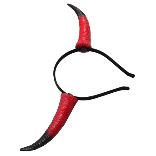 HAWILLOSCH Klaue Stirnband Party-Cosplay-Kopfbedeckung Schafshorn Schaf-Cosplay-Kostüm Schaf Kopfschmuck Cosplay Kopfband Hörner Stirnband Cosplay-Stirnbänder für Frauen PU、ABS rot von HAWILLOSCH