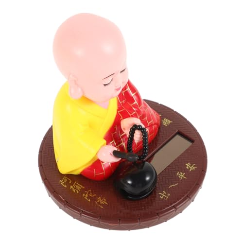 HAWILLOSCH Lachende Buddha-Statue Solar-wackelkopffiguren Kleine Mönchsskulptur Miniatur-Buddha-Figuren Chinesische Kleine Buddha-mönchsstatue Kopfschüttelnde Puppe Dashcam Auto Plastik von HAWILLOSCH