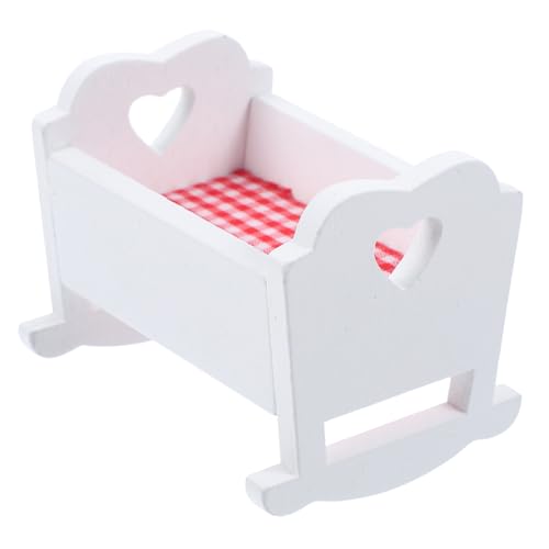 HAWILLOSCH Mini Babybett Miniatur Minibett Requisite Lebensechtes Babybett Modell Für Puppenhaus Dekoration Winzige Bett Requisite Für Kreative Miniaturwelten von HAWILLOSCH