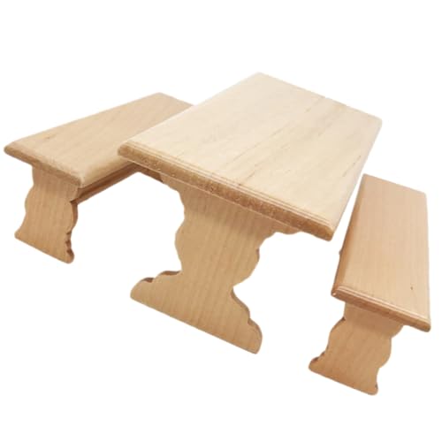 HAWILLOSCH Mini Puppenhausmöbel Set Aus Holz Tischbank Modelle Für Kreatives Spielen Ideales Zubehör Für Puppenhaus Perfekt Für Kinder Ab 3 Jahren Deluxe Design Vielseitig Einsetzbar von HAWILLOSCH