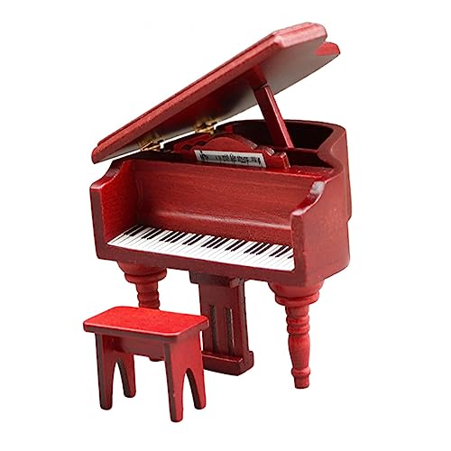 HAWILLOSCH 1 Set Miniatur Klavier Modell Realistische Mini Grand Piano Spielzeug für Puppenhaus mit Musik Bank von HAWILLOSCH