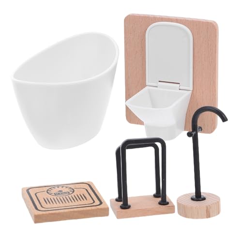 HAWILLOSCH Miniatur Puppenhaus Badezimmer Set mit Toilette Badewanne Waschbecken Handtuchhalter Vielseitig für DIY Basteln Fotografie Detailgetreue Puppenhausmöbel Zubehör HAWILLOSCH Miniatur Puppenhaus Badezimmer Set mit Toilette Badewanne Waschbecken Handtuchhalter Vielseitig für DIY Basteln Fotografie Detailgetreue Puppenhausmöbel Zubehör von HAWILLOSCH