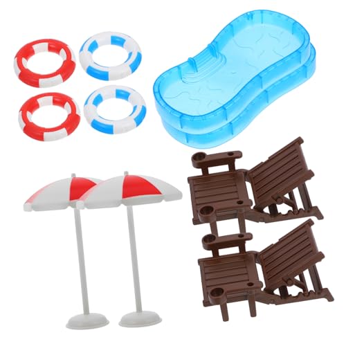 HAWILLOSCH Miniatur Schwimmbad Set 2 Teiliges Modell Mit Schwimmring Strandstuhl Und Für Puppenhaus Dekoration Mini Szenerie Deko Für Kreative Spielwelten von HAWILLOSCH