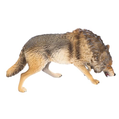 HAWILLOSCH Nordamerikanisches Braunes Wolfsmodell Wolf-Statue Simulationswolffiguren Tierische Desktop-Ornamente Wolfsfiguren Dekor Wolf-sammelfiguren Kleine Hundefiguren Abs Light Brown von HAWILLOSCH