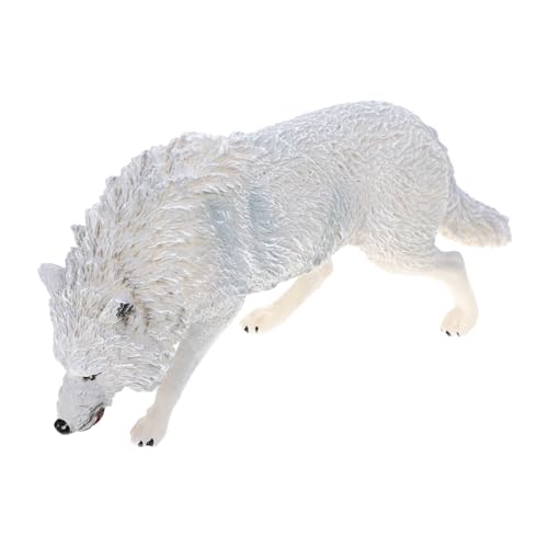 HAWILLOSCH Nordamerikanisches braunes Wolfsmodell Wolfsmodelle für Kinder Wolf-Ornament Zoo-Tierfiguren Wolf Figur Wolf Modell Kunststoffmodell Tierwelt Tierdekor wolfsfiguren dekor Abs Weiß von HAWILLOSCH