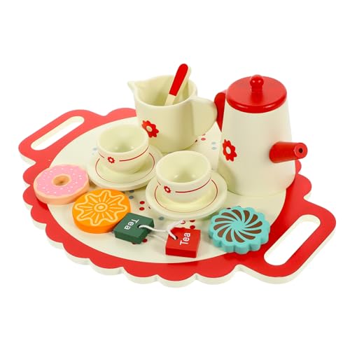 HAWILLOSCH Holzspielzeug Kinder Kindergeschirr Holzspielzeug 1 Set Tee Set Pädagogisches Teeservice Für Rollenspielspielzeug Für Kleinkinder Kinderspielzeug Für Teeparty Und Spielküche von HAWILLOSCH